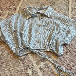 Zara Blue and White Striped Shirt